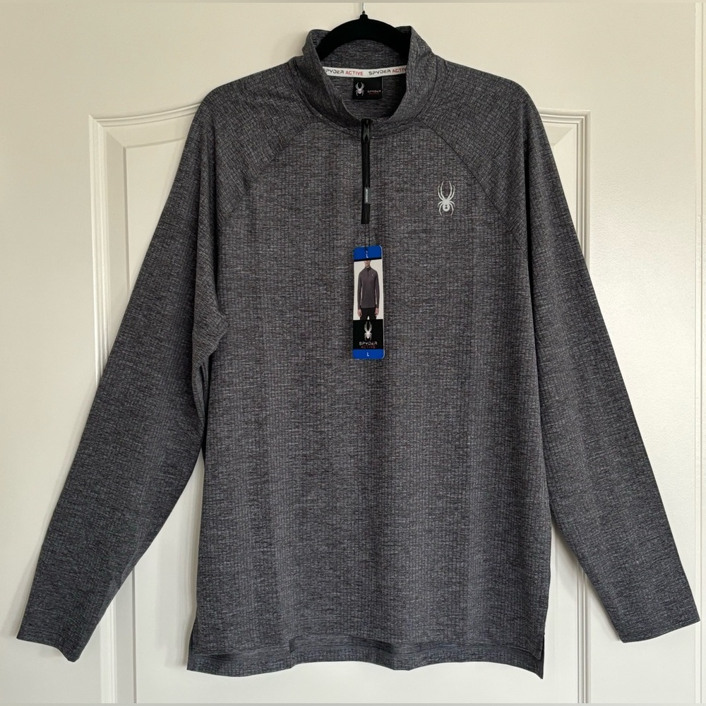Men's Large Brand New With Tags Spyder Active Long Sleeve Shirt 1/4 Zip up